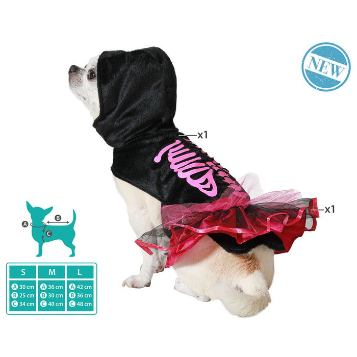 Disfraz para Mascota Halloween Esqueleto Rosa S - Camiseta y Falda de Poliéster