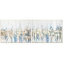 DKD Home Decor Set de 2 Cuadros Lienzo New York 80x60 cm Azul y Dorado