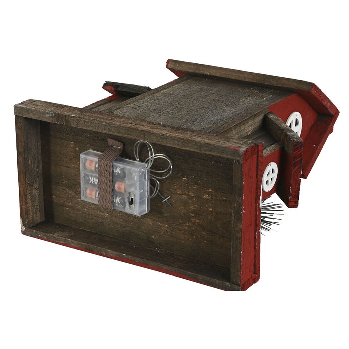 DKD Home Decor Surtido de Casas LED de Madera Blanco y Rojo