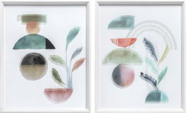 DKD Home Decor Cuadros Acrílicos Abstractos Multicolor Surtido de 2