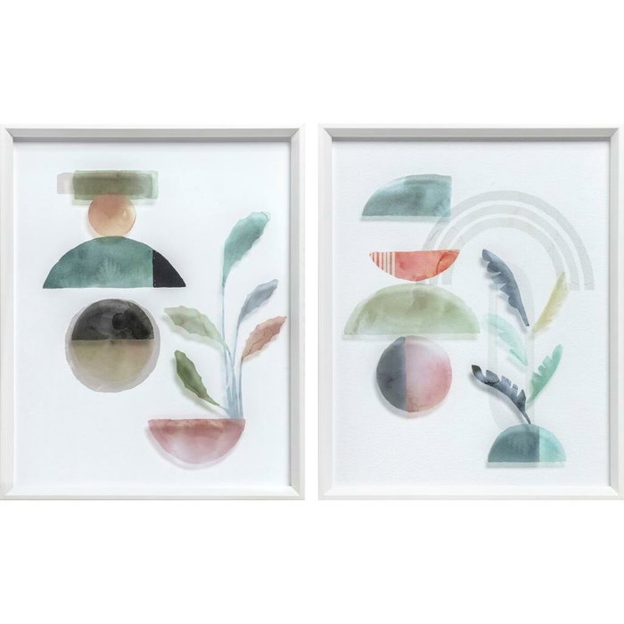 DKD Home Decor Cuadros Acrílicos Abstractos Multicolor Surtido de 2