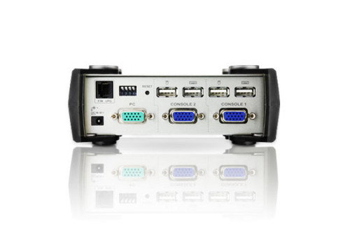 ATEN CS231 Conmutador KVM de 2 Puertos USB para 2 Ordenadores, Compatible con Windows, Mac, Linux, Selección Manual/Automática, Cable Incluido (Ref: CS231C-AT-G)