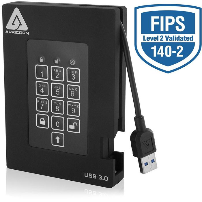 Apricorn Aegis Padlock Fortress Disco Duro Externo 2TB USB 3.0 FIPS 140-2 Nivel 2 Validado, Cifrado AES-256 Hardware, Resistente Agua/Polvo, Llave PIN, Diseño Sin Software Apricorn Aegis Padlock Fortress Disco Duro Externo 2TB USB 3.0 FIPS 140-2 Nivel 2 Validado, Cifrado AES-256 Hardware, Resistente Agua/Polvo, Llave PIN, Diseño Sin Software