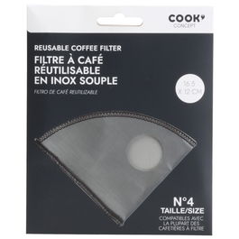 Cook Concept Filtro Café Reutilizable Metal Talla nº4 Lavable Acero Inoxidable Compatible Cafeteras Filtro 16,5x12 cm