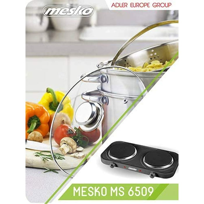 Mesko MS 6509 Hornillo Eléctrico Doble, 2 Zonas de Cocinado 15,5 cm, 2000 W, Negro Mesko MS 6509 Hornillo Eléctrico Doble, 2 Zonas de Cocinado 15,5 cm, 2000 W, Negro