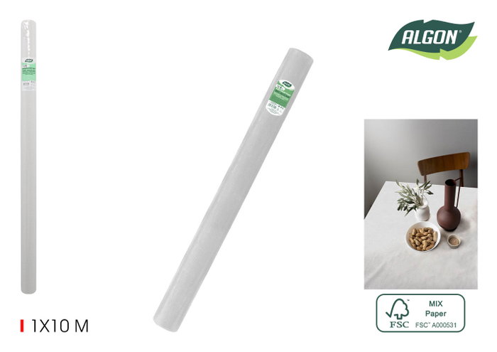 Algon Rollo de Mantel Blanco con Mandril, 12 Unidades de 10 Metros Algon Rollo de Mantel Blanco con Mandril, 12 Unidades de 10 Metros