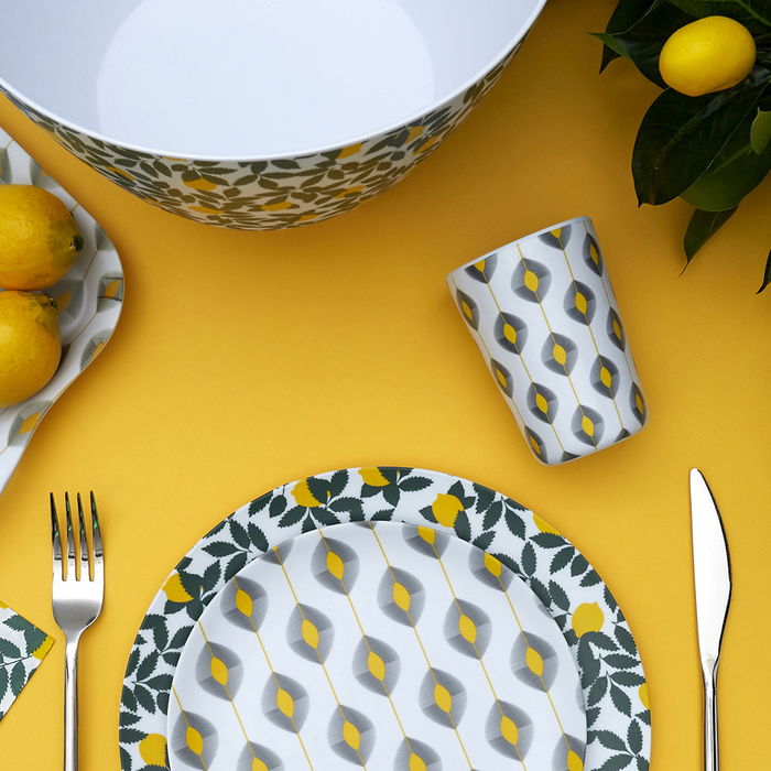 Home Deco Factory Vaso Zeste 200 Ml Melamina Diámetro 7 Cm Altura 10 Cm Modelos Ácido Limones Hojas