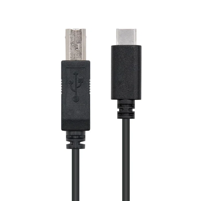 Nanocable Cable de Impresora USB 2.0 de USB-B Macho a USB-C Macho, 1m, Negro