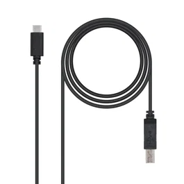 Nanocable Cable de Impresora USB 2.0 de USB-B Macho a USB-C Macho, 1m, Negro