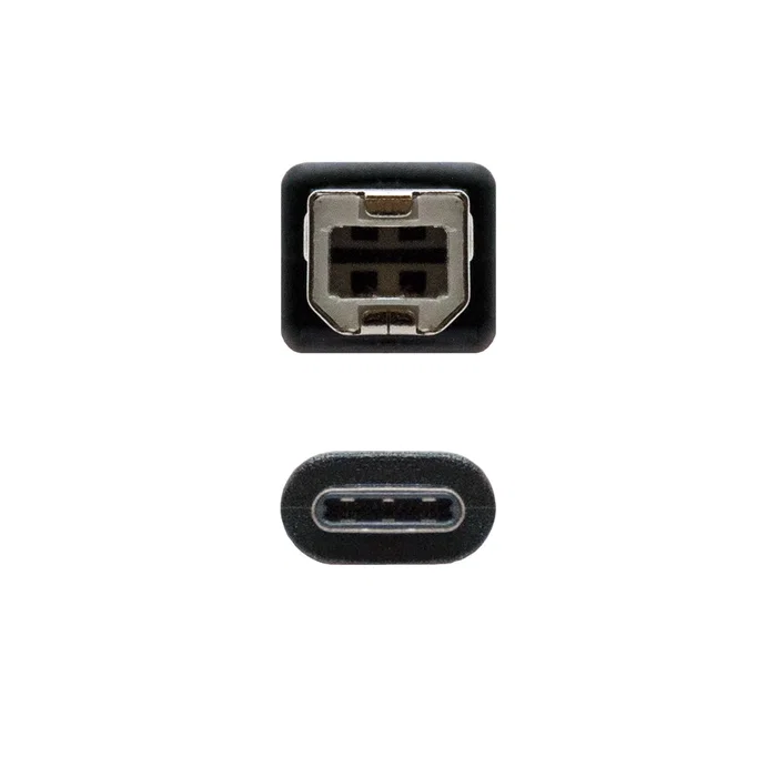 Nanocable Cable de Impresora USB 2.0 de USB-B Macho a USB-C Macho, 1m, Negro