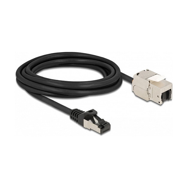 DeLOCK Cable RJ45 macho a módulo Keystone RJ45 hembra Cat.6A 3 m negro