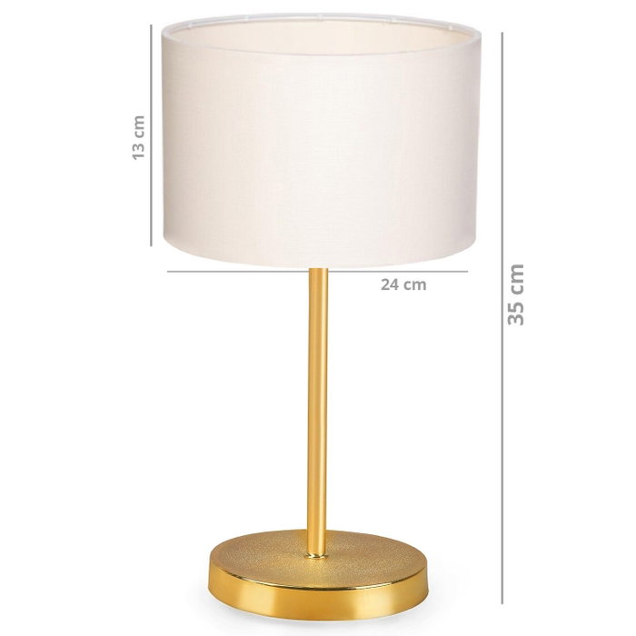 Opviq Juego de Lámparas de Mesa 2605 Crema y Dorado Moderno Glamour Hotel Escandinavo PVC Metal 35 cm