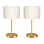 Opviq Juego de Lámparas de Mesa 2605 Crema y Dorado Moderno Glamour Hotel Escandinavo PVC Metal 35 cm