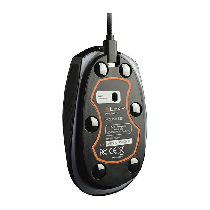 LEXIP PU94 Gaming Ratón Mecánico Cableado para Juegos, Mano Derecha, 12000 DPI, Sensor Laser ADNS-9800, 6 Botones Programables, Negro