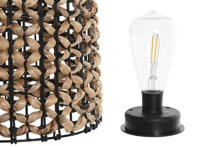 DKD Home Decor Lámpara Solar Terraza y Jardín Marrón Negro Junco LED Set de 3 (2 Unidades) 29 x 35 x 29 cm