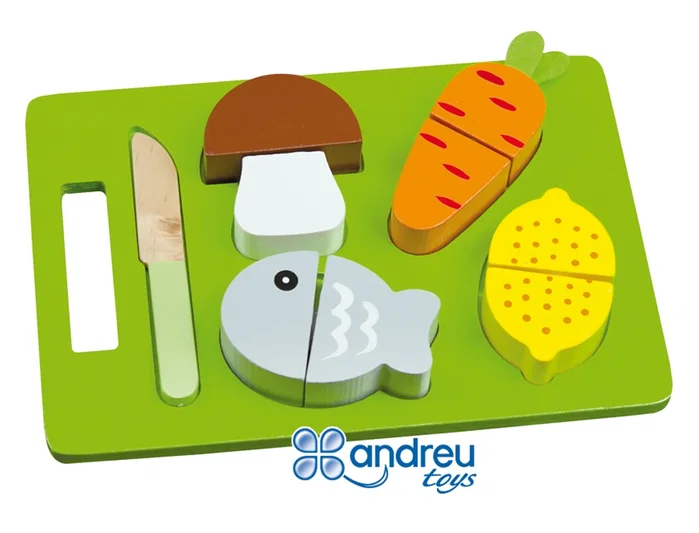 Ambitoys Juego Didáctico Andreutoys Bandeja de Alimentos para Cortar, 21.4x15x3 cm (50x280x210 mm)