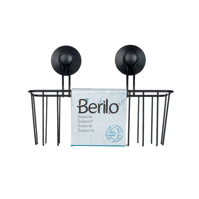 Soporte de Ducha Berilo Negro Acero ABS 24 x 18 x 10 cm (12 Unidades)