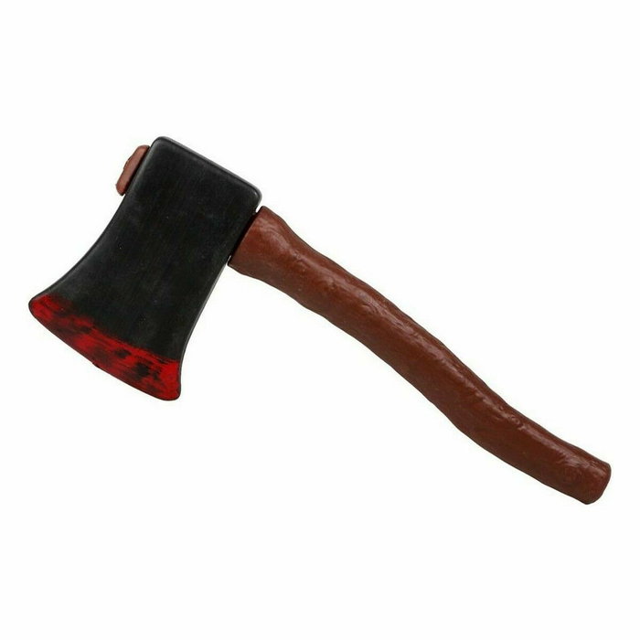 Atosa Hacha de plástico con efecto sangriento y manchas, 42 cm, Negro y Rojo Atosa Hacha de plástico con efecto sangriento y manchas, 42 cm, Negro y Rojo