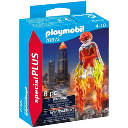 Playmobil Special Plus Figura de Superhéroe con Accesorios: Llamas, Bolas de Fuego y Capa Extraíble