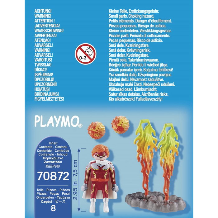 Playmobil Special Plus Figura de Superhéroe con Accesorios: Llamas, Bolas de Fuego y Capa Extraíble
