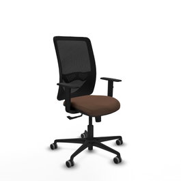 PIQUERAS Y CRESPO Silla de oficina Zulema con mecanismo Sincro, Marrón oscuro y Negro
