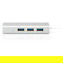 Digitus Adaptador USB 3.0/C a Gigabit Ethernet y Hub de 3 Puertos USB 3.2 Gen 1 Blanco