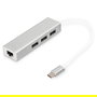 Digitus Adaptador USB 3.0/C a Gigabit Ethernet y Hub de 3 Puertos USB 3.2 Gen 1 Blanco