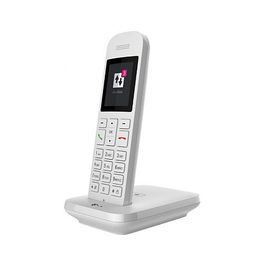 Telekom Sinus 12 Teléfono Inalámbrico IP/DECT Analógico con Identificador de Llamadas, Altavoz, Pantalla TFT de 2", Eco y 100 Entradas, Blanco