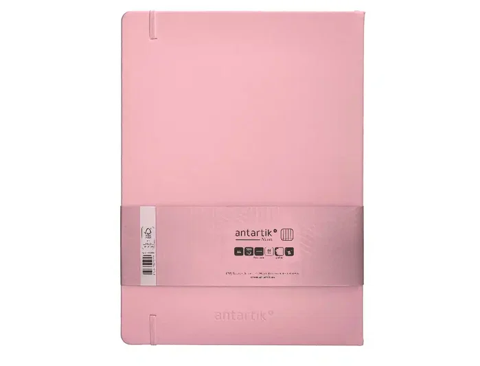 Antartik Cuaderno A4 Tapa Dura Hojas Cuadriculadas Rosa Pastel 100 Hojas 80gr FSC
