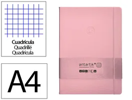 Antartik Cuaderno A4 Tapa Dura Hojas Cuadriculadas Rosa Pastel 100 Hojas 80gr FSC