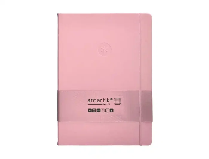 Antartik Cuaderno A4 Tapa Dura Hojas Cuadriculadas Rosa Pastel 100 Hojas 80gr FSC