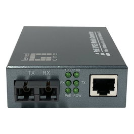 LevelOne GVT-2013 Convertidor Mediaconversor Gigabit Ethernet 10/100/1000T RJ45 a SC Multimodo Fibra Óptica con PoE (Power over Ethernet) 30W, 500m
