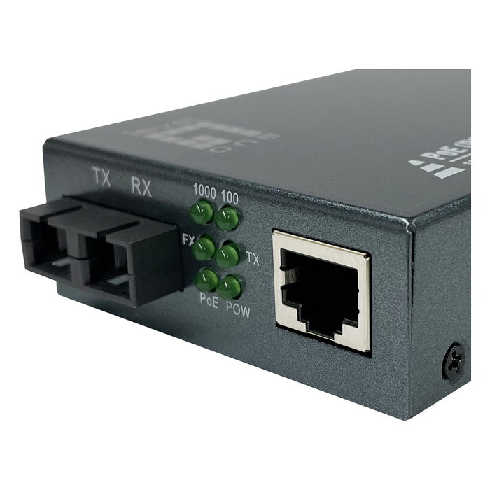 LevelOne GVT-2013 Convertidor Mediaconversor Gigabit Ethernet 10/100/1000T RJ45 a SC Multimodo Fibra Óptica con PoE (Power over Ethernet) 30W, 500m