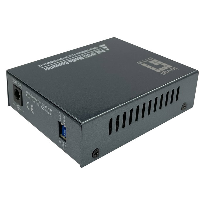 LevelOne GVT-2013 Convertidor Mediaconversor Gigabit Ethernet 10/100/1000T RJ45 a SC Multimodo Fibra Óptica con PoE (Power over Ethernet) 30W, 500m