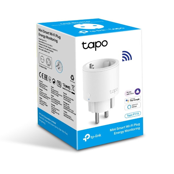 Tp - link Mini Enchufe Inteligente Wi-Fi Tapo P115 con Monitorización de Energía y Control por Voz, Compatible con App Tapo, Alexa y Google Assistant