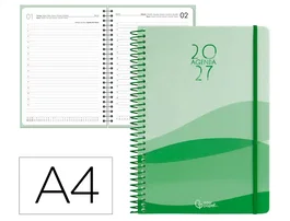 Liderpapel Agenda Oficina 2027 Día Página A4 Verde
