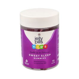 JELLY PILLS Sleep Kids 70 Gummies - Gomitas para Dormir con Melatonina y Vitamina B6 para Niños - Sin Azúcares Añadidos, Sin Gluten, Sabor Frutos del Bosque