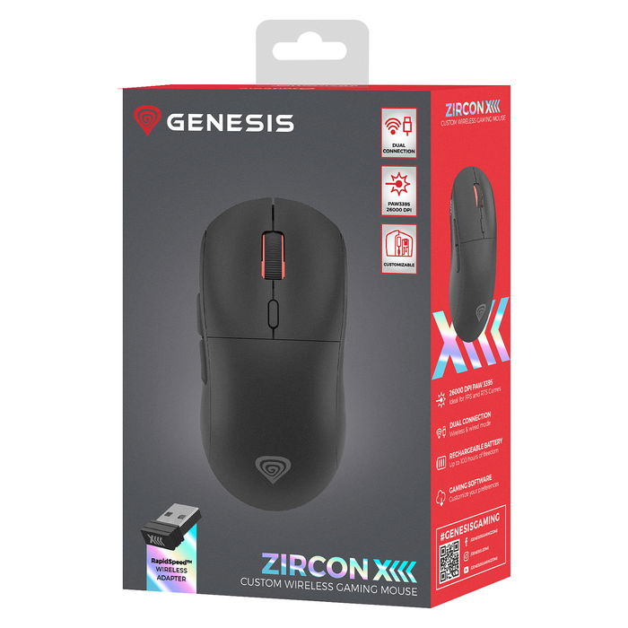 Genesis Gaming Maus ZIRCON XIII Custom Inalámbrica Negra - Ratón Gaming Inalámbrico Negro Genesis Gaming Maus ZIRCON XIII Custom Inalámbrica Negra - Ratón Gaming Inalámbrico Negro