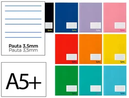 Liderpapel Libreta Smart A5 Plus con margen, 16 hojas 75 g/m² pauta 4 de 3.5 mm para notas escolares y profesionales
