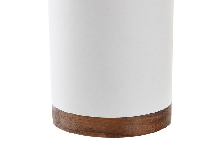 DKD Home Decor Vaso Basicos Blanco Marron Resina Acacia 2 Unidades 7 x 10.6 x 7 cm