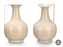 Giftdecor Jarron Bola 38 cm Marrón Claro Metal (Hierro) Alto 38 cm Ancho 24 cm Largo 14.8 cm (Set de 4)