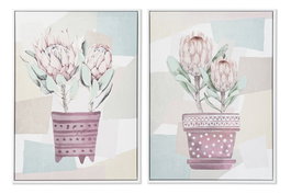 DKD Home Decor Cuadro PS Lienzo 53x4,5x73 Maceta Surtido de 2 Unidades