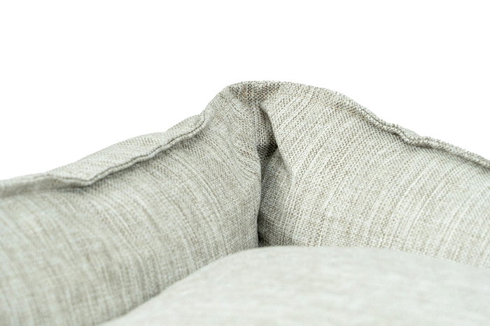 Gloria Cama para Perros Santillana Rectangular Beige 70x60 cm, Lino, Desenfundable, Relleno Silicona Reciclada, Muy Cómoda