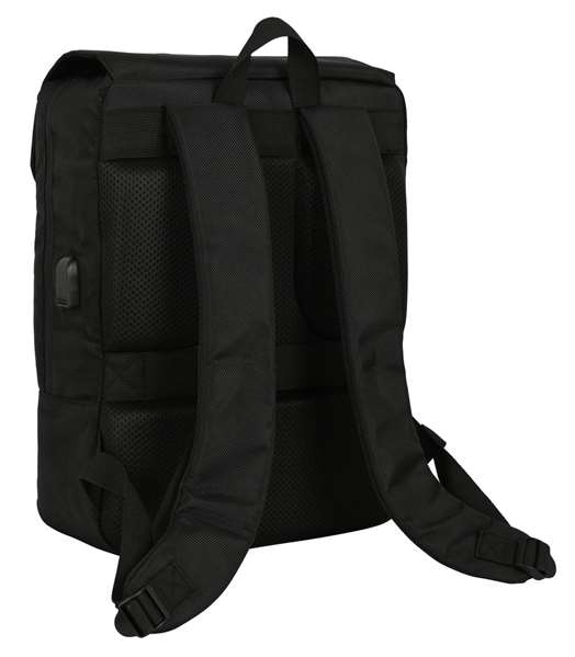 Safta Mochila con solapa portátil 13,3'' + USB Real Betis Balompié Premium Negra 29x39x12cm