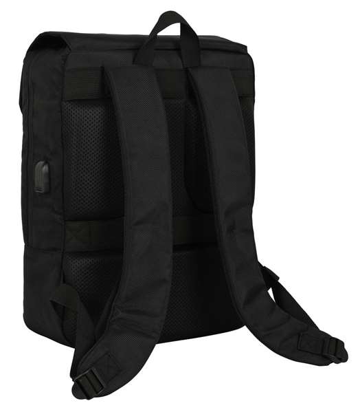 Safta Mochila con solapa portátil 13,3'' + USB Real Betis Balompié Premium Negra 29x39x12cm