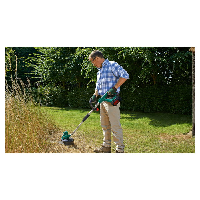 Bosch AdvancedGrassCut 36 - Cortabordes a Batería de 36V, 30 cm de Corte, Hilo de Nylon de 1.6 mm, Empuñadura en D, Sin Cables, Negro/Verde/Plata