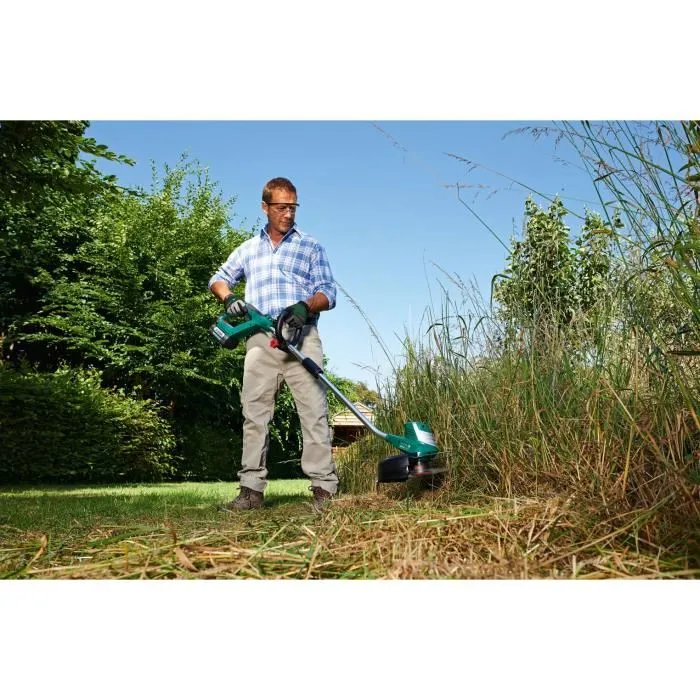 Bosch AdvancedGrassCut 36 - Cortabordes a Batería de 36V, 30 cm de Corte, Hilo de Nylon de 1.6 mm, Empuñadura en D, Sin Cables, Negro/Verde/Plata