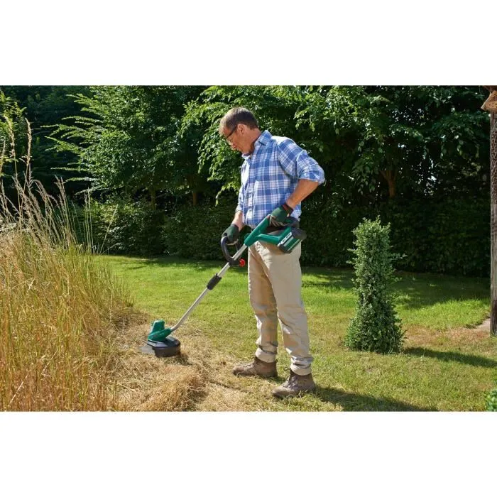 Bosch AdvancedGrassCut 36 - Cortabordes a Batería de 36V, 30 cm de Corte, Hilo de Nylon de 1.6 mm, Empuñadura en D, Sin Cables, Negro/Verde/Plata
