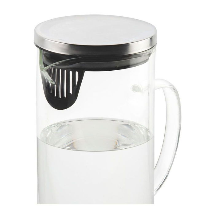 Andrea House Jarra de Vidrio con Tapa Metálica 1.5 L - Medidas: 17 x 9.5 x 22.5 cm