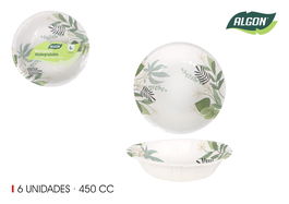Algon Set 6 Bol Carton Flora 450cc 18x4cm (24 Unidades)